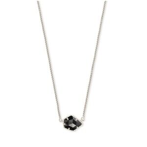 Kendra Scott Tess Black Pendant Rhodium Plated Necklace Jewelry
